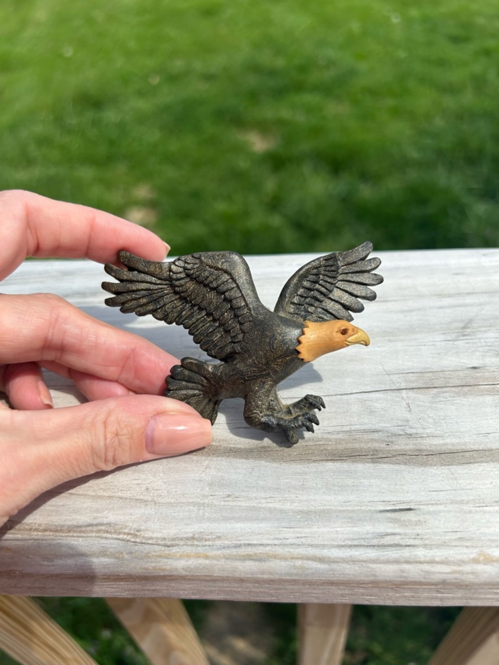 Bald Eagle Artisan Fridge Magnet by Clay Critters Jewel Eye Handmade USA
